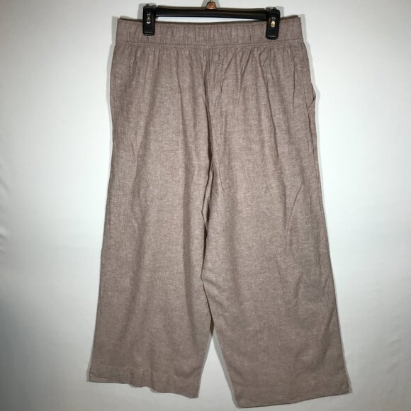 Sigrid Olsen Women's Medium Brown Linen Blend Wide Leg Casual Pants - Picture 5 of 9